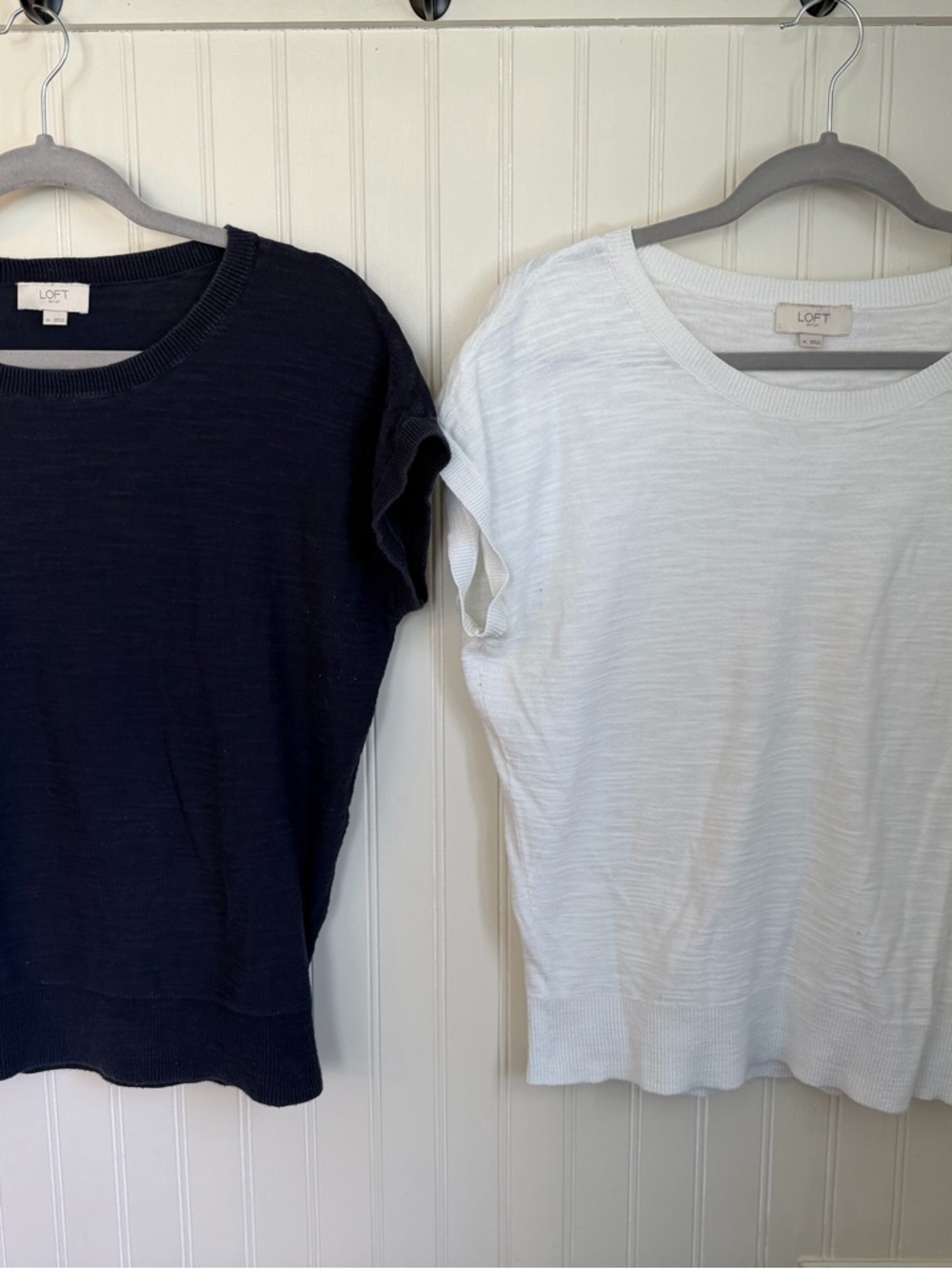 LOFT White Short Sleeve Slub Knit Top (bundle- 2)